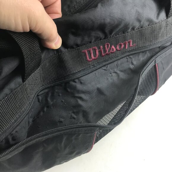 Wilson Unisex Duffle Bag Black/Maroon Nylon Sports Shoulder Strap Zipper Pocket - Picture 11 of 14